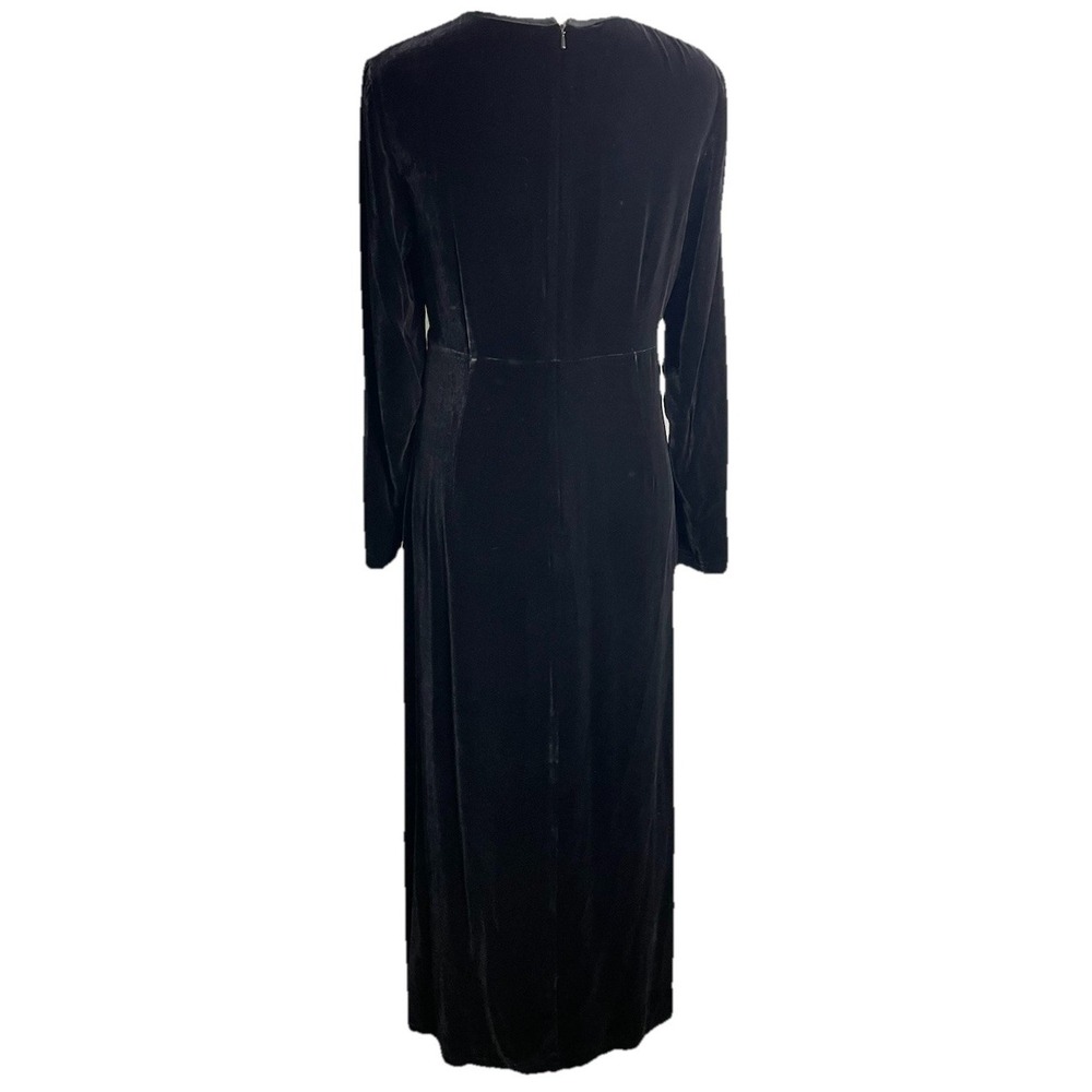 Vintage Laura Ashley Black Velvet Maxi Dress Whimsy Modest Size US 8 - Picture 4 of 5